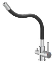 Quadri Selene Kitchen Mixer Tap Stainless Steel 3-way with flexible spout and extra connection for filtered water 1208971407