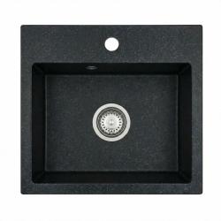 Graniteland Nera Granite Sink 45x42 cm Bluestone Hardstone Look Above Counter with Faucet Hole and Stainless Steel Plug 1208971432