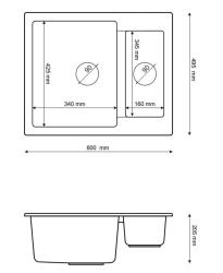 Graniteland Adda Granite White 1.5 Sink Top Mount 600x495mm 1208971455
