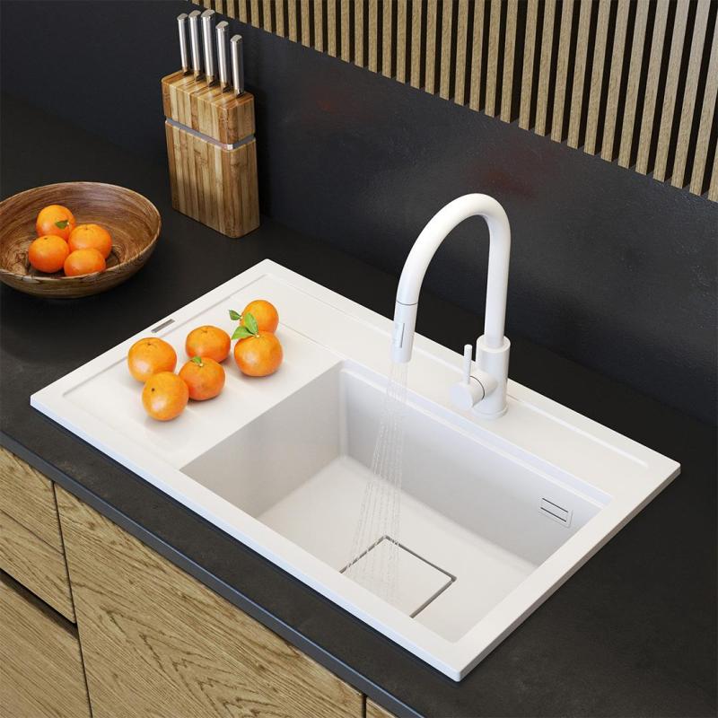 Graniteland Seta Granite White Built-in Sink 80x50 cm 1208971618