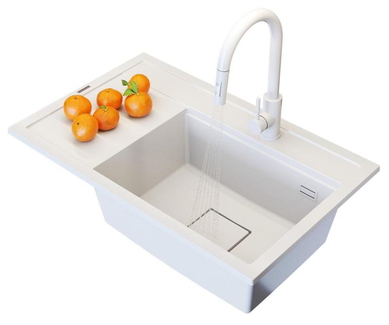 Graniteland Seta Granite White Built-in Sink 80x50 cm 1208971618