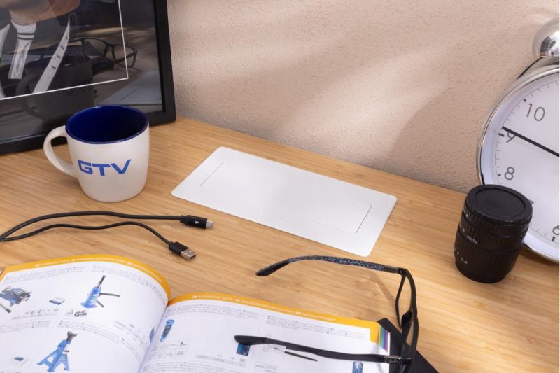 MULTISOFT Furniture Socket 2x Socket with Earthing, USB A+C, RJ45, Power Cable with Plug, White