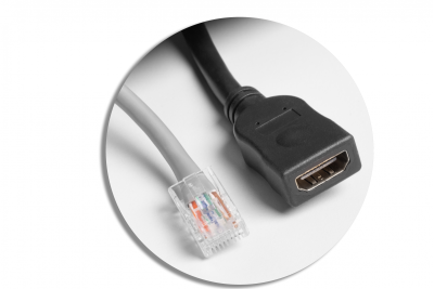 MULTISOFT furniture socket 2x Socket with Earthing, USB A+C, RJ45, HDMI, Power Cable with Plug, Black