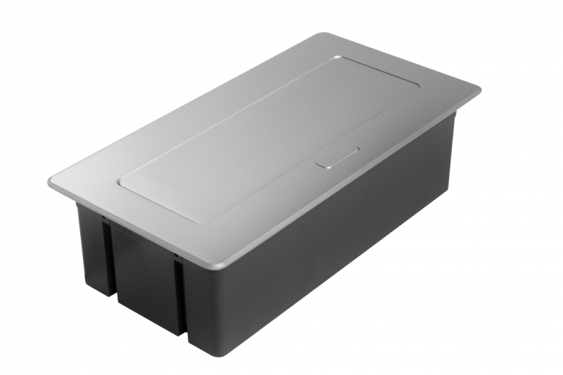 MULTISOFT furniture socket 2x Socket with Earthing, USB A+C, RJ45, HDMI, Power Cable with Plug, Aluminium