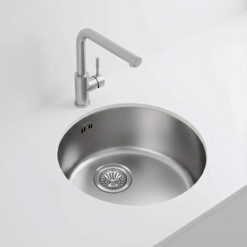 Pure.Sink Rondo Stainless Steel Round Sink for flush-mount, under-mount and top-mount 38 cm PRN38-02