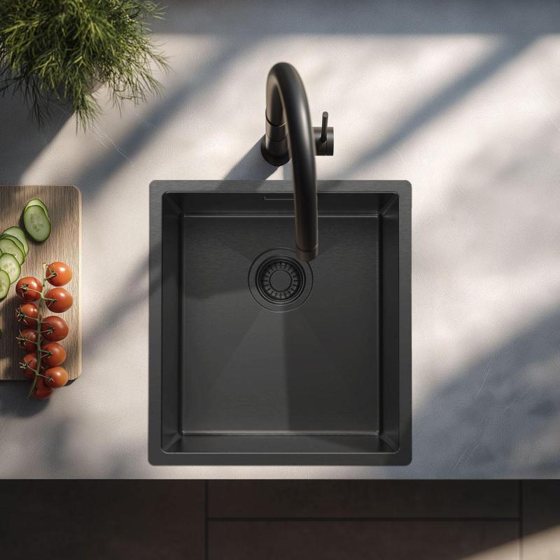 Pure.Sink Luxion PVD Black sink 36x40 cm undermount, flush mount, and top mount PLX3640-63