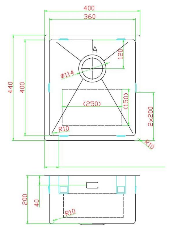 Pure.Sink Luxion PVD Black sink 36x40 cm undermount, flush mount, and top mount PLX3640-63