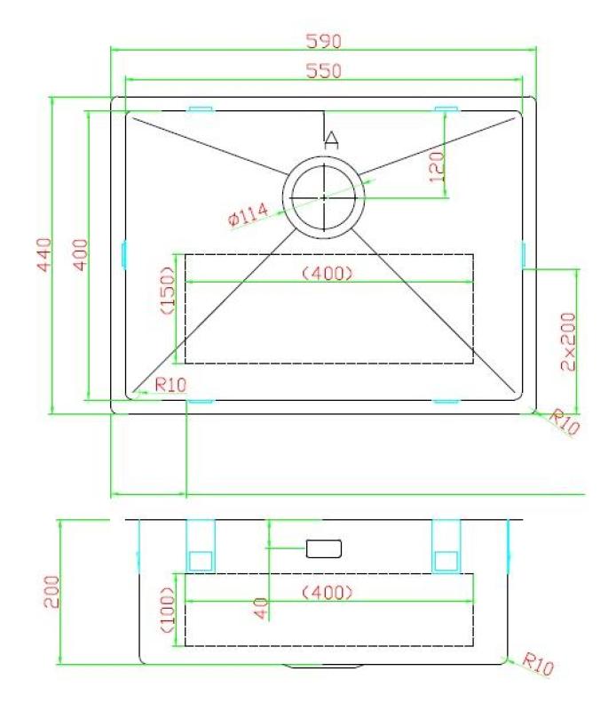 Pure.Sink Luxion Gold sink 55x40 cm undermount, flush mount, and surface mount PLX5540-60