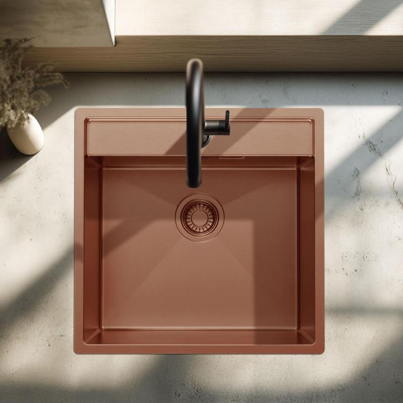 Pure.Sink Luxion Copper sink 51x50 cm Tapwing with tap hole PLX5150T-62