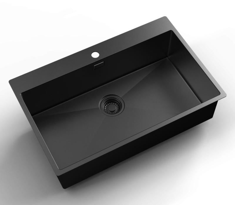 Pure.Sink Luxion PVD Large Black sink 78x50 cm Tapwing with tap hole PLX7850T-63