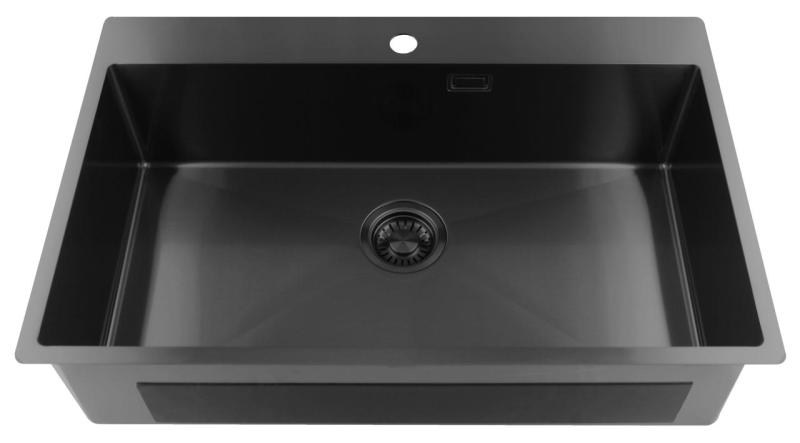 Pure.Sink Luxion Large Gun metal sink 78x50 cm Tapwing with tap hole PLX7850T-61