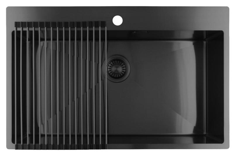 Pure.Sink Luxion Large Gun metal sink 78x50 cm Tapwing with tap hole PLX7850T-61