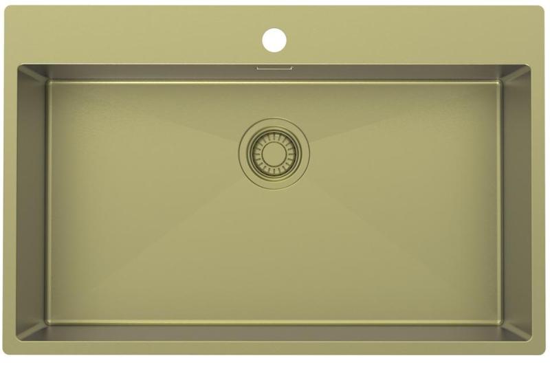 Pure.Sink Luxion Large Gold Sink 78x50 cm Tapwing with tap hole PLX7850T-60