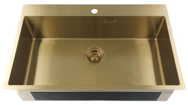 Pure.Sink Luxion Large gold sink 78x50 cm Tapwing with tap hole PLX7850T-60