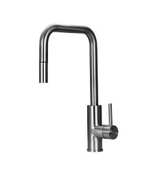 Pure.Sink Luxion solid stainless steel kitchen faucet, square with pull-out spout PLXSQUA-02