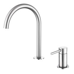 Pure.Sink Luxion 2-hole solid stainless steel kitchen faucet with round spout PLX2HR-02