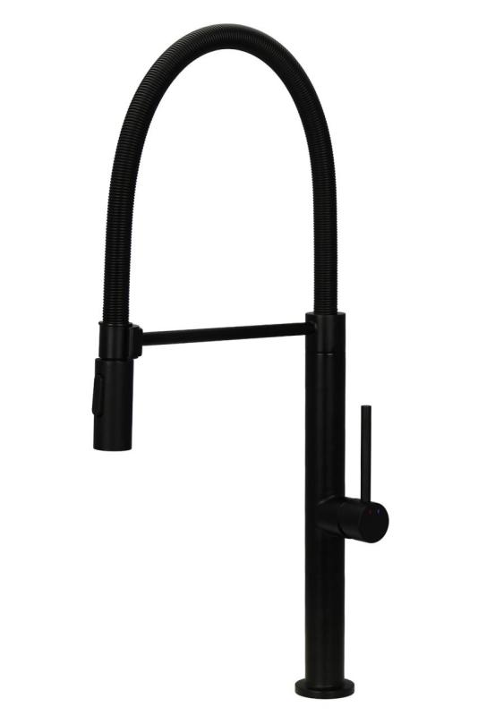 Pure.Sink Luxion Matt black professional kitchen faucet with flexible spout and 2 spray modes PLXFLEX-10