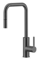 Pure.Sink Luxion Gun metal kitchen faucet square with pull-out spout PLXSQUA-61