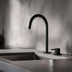 Pure.Sink Luxion 2-hole Matte Black kitchen faucet with round spout PLX2HR-10