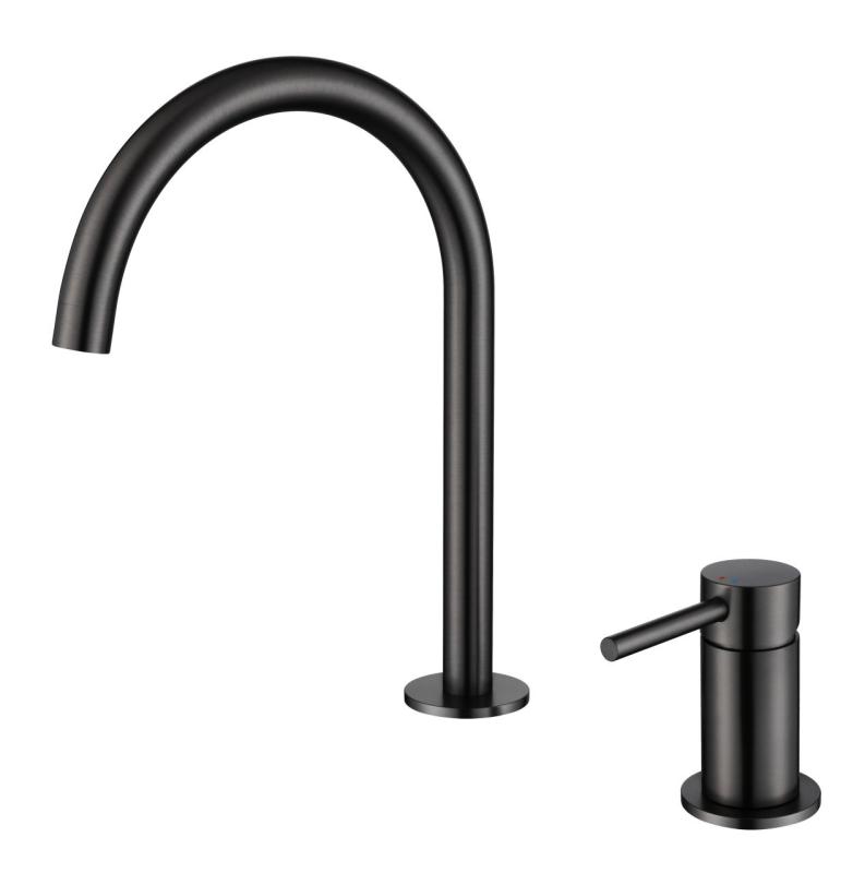 Pure.Sink Luxion 2-hole Matte Black kitchen faucet with round spout PLX2HR-10