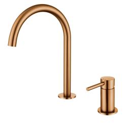 Pure.Sink Luxion 2-hole brass kitchen faucet with round spout PLX2HR-62