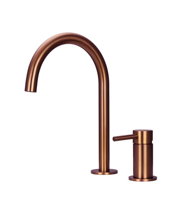 Pure.Sink Luxion 2-hole copper kitchen faucet with round spout PLX2HR-62