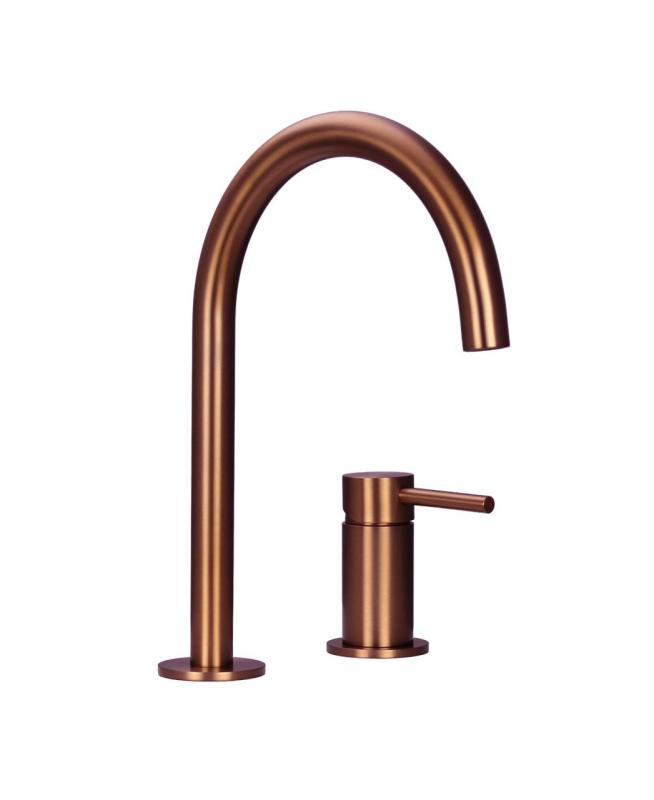 Pure.Sink Luxion 2-hole copper kitchen faucet with round spout PLX2HR-62