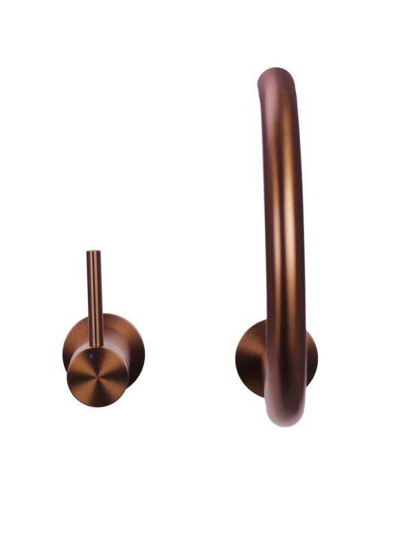 Pure.Sink Luxion 2-hole copper kitchen faucet with round spout PLX2HR-62