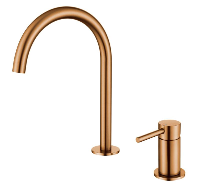 Pure.Sink Luxion 2-hole brass kitchen faucet with round spout PLX2HR-62