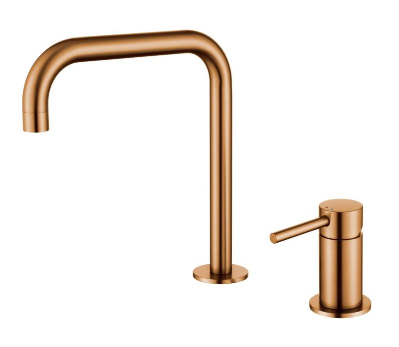 Pure.Sink Luxion 2-hole brass kitchen faucet with U-shaped spout PLX2HU-62
