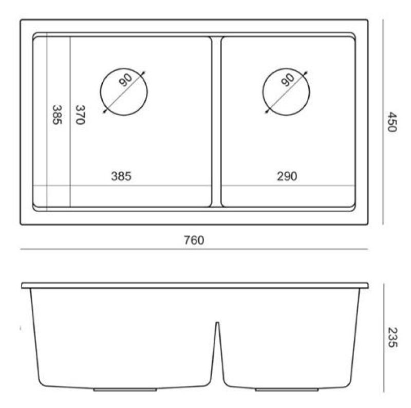Quadri Newport II Doppelte Beige Granit Unterbau Spüle 702 x 390 mm mit goldenem Stopfen 1208971756