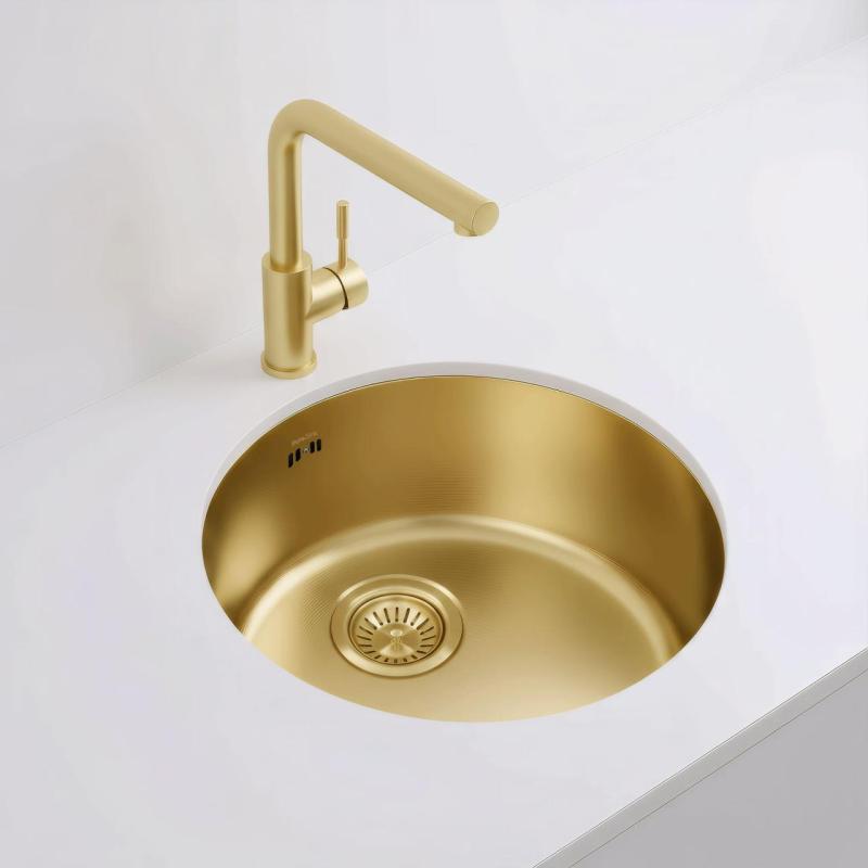 Pure.Sink Rondo Golden Round Sink flush mount, undermount and top mount 38 cm PRN38-60