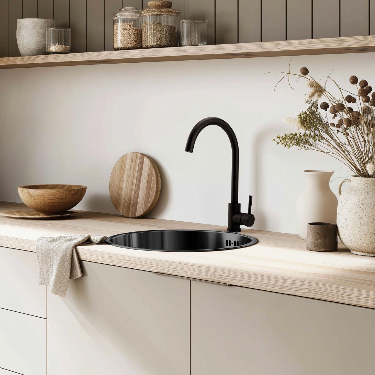 Pure.Sink Rondo Gun Metal Round Sink flush mount, undermount and top mount 38 cm PRN38-61 - Productafbeelding 4