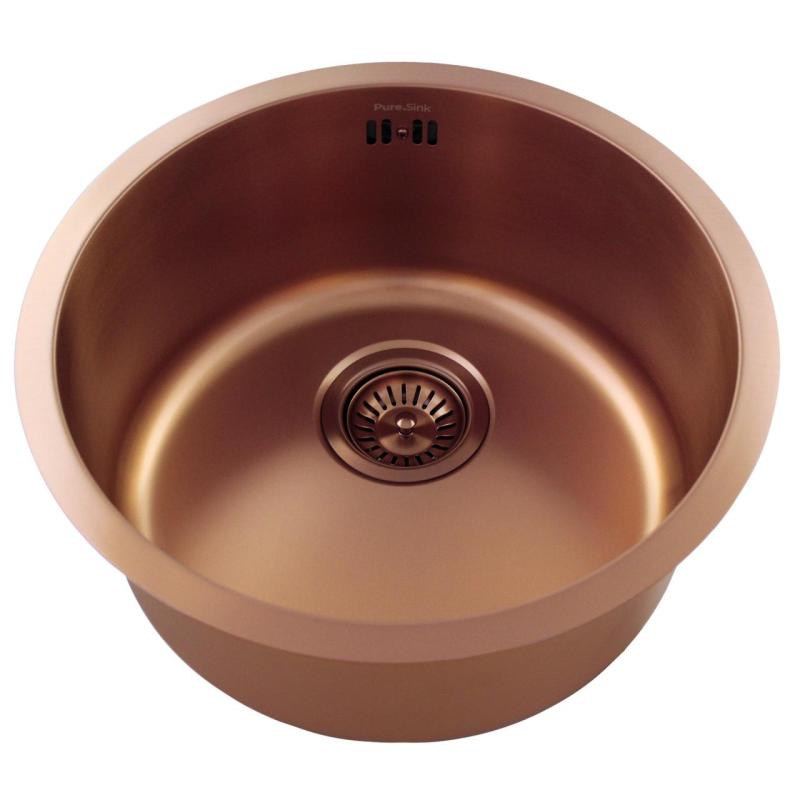 Pure.Sink Rondo Copper Round Sink flat installation, undermount and topmount 38 cm PRN38-62