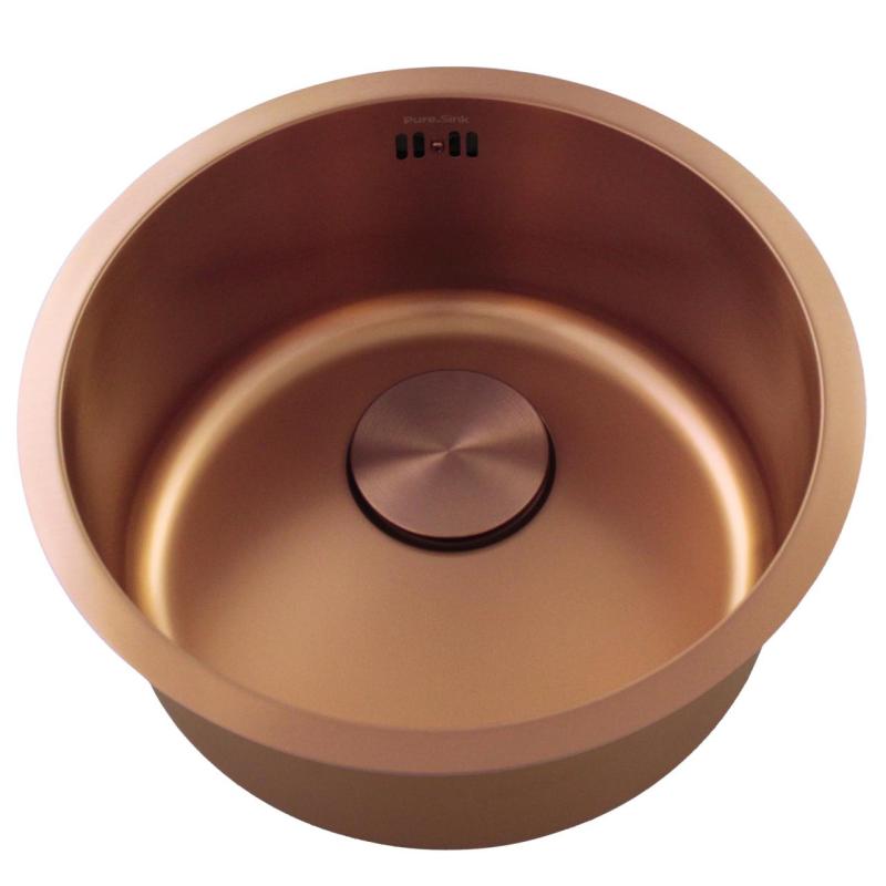 Pure.Sink Rondo Copper Round Sink flat installation, undermount and topmount 38 cm PRN38-62