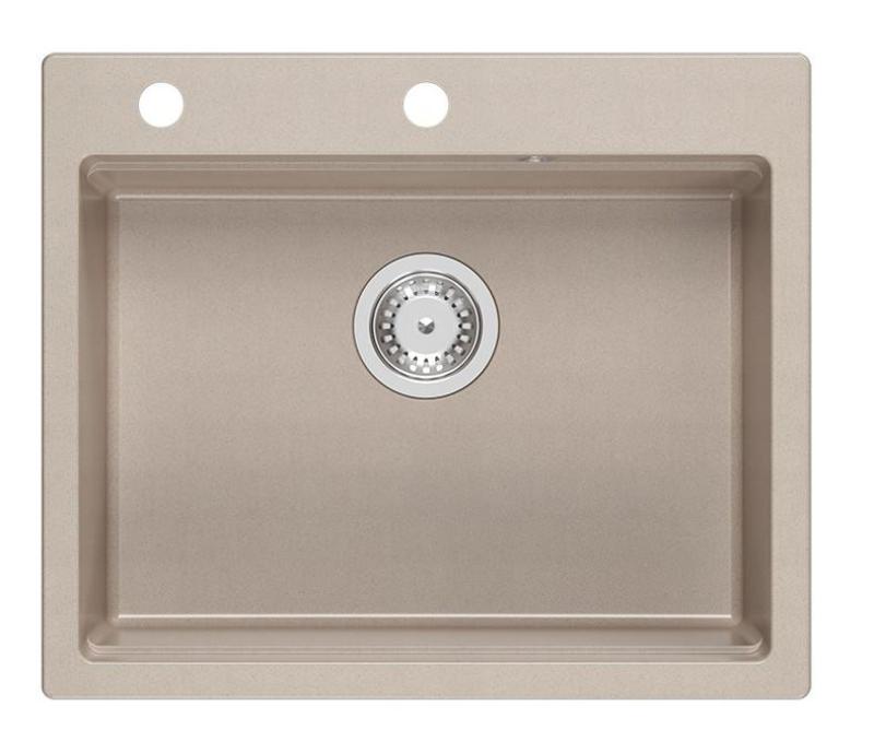 Quadri Durham Pearl Beige granite countertop sink 595x500 with soap dispenser, cutting board, insert sink and roll mat 1208971814