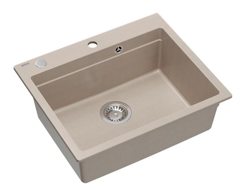 Quadri Durham Pearl Beige granite countertop sink 595x500 with soap dispenser, cutting board, insert sink and roll mat 1208971814