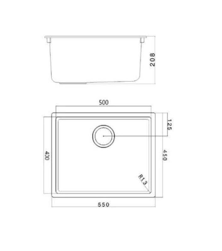 Ausmann Fibre black sink 50x40cm undermount, topmount and flushmount with automatic gold plug 1208971859