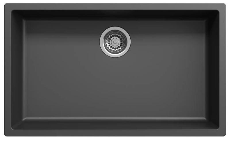 Ausmann Fibre black large sink 70x40cm undermount, topmount, and flushmount with automatic stainless steel plug 1208971861