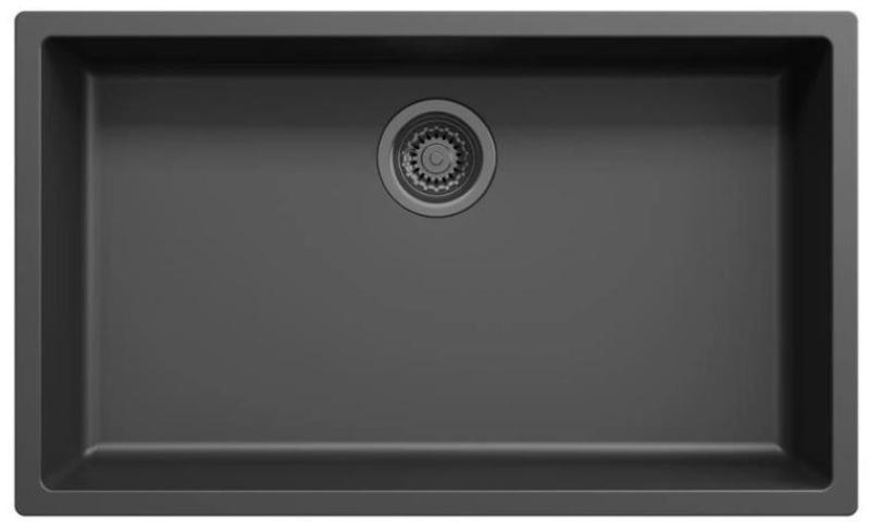 Ausmann Fiber black large sink 70x40cm undermount, topmount and flushmount with automatic gun metal plug 1208971865
