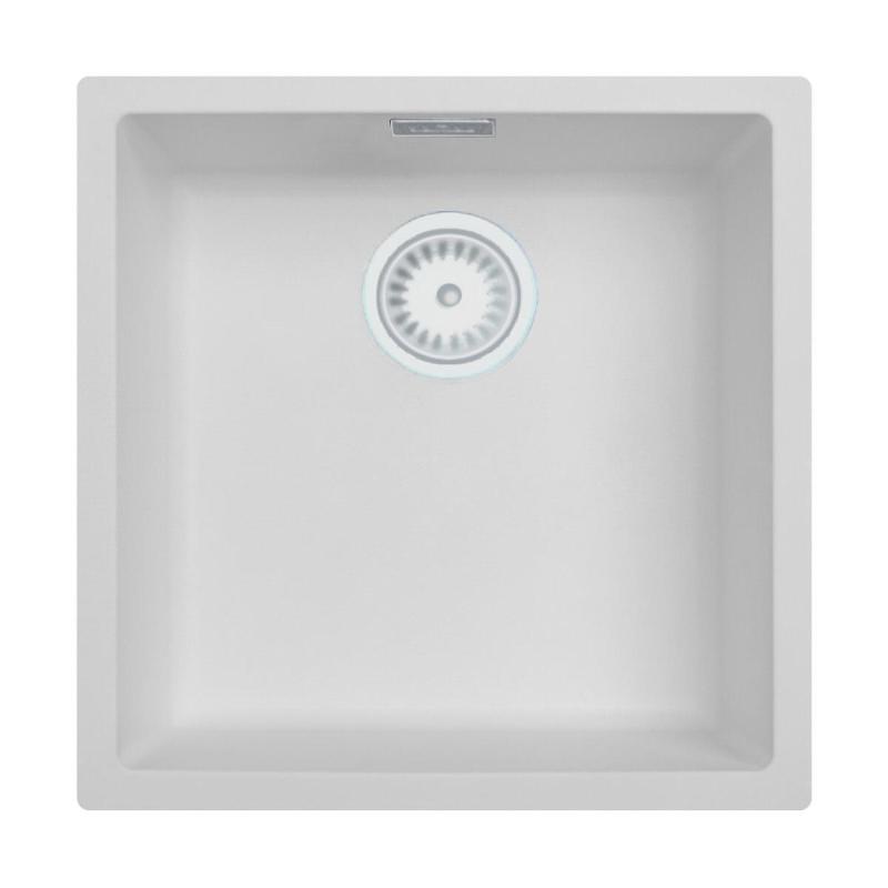 Ausmann Fibre white sink 40x40cm undermount, top mount and flush mount with automatic white plug 1208971896