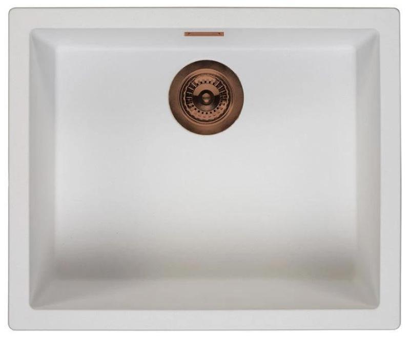 Ausmann Fibre white sink 50x40cm undermount, topmount and flush-mount with automatic copper plug 1208971900
