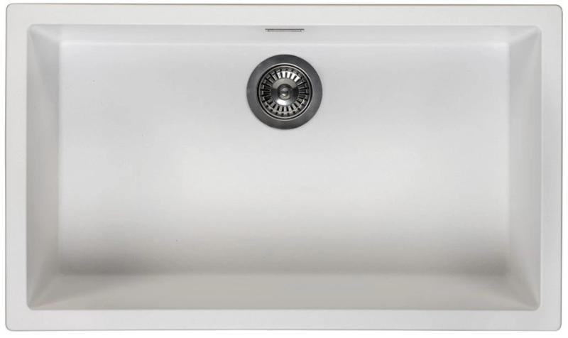 Ausmann Fibre white large sink 70x40cm undermount, topmount and flushmount with automatic stainless steel plug 1208971904