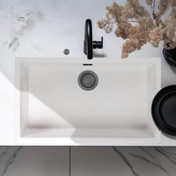 Ausmann Fiber white large sink 70x40cm undermount, topmount, and flush mount with automatic gun metal plug 1208971908
