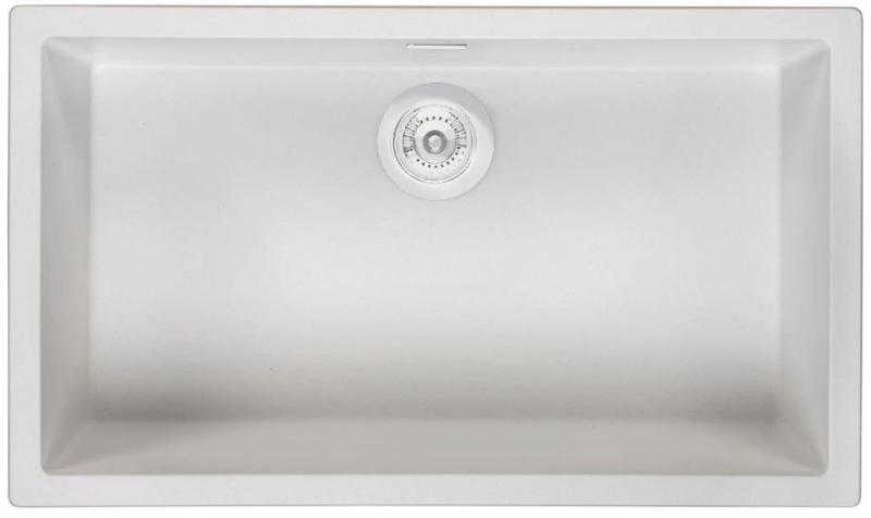 Ausmann Fibre white large sink 70x40cm undermount, topmount and flush mount with automatic white plug 1208971909