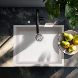 Ausmann Fibre sand white sink 50x40cm undermount, top mount and flush mount with automatic stainless steel plug 1208971930
