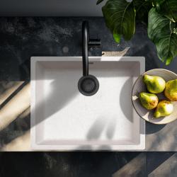 Ausmann Fiber sand white sink 50x40cm under-build, over-build and flush-build with automatic black plug 1208971931