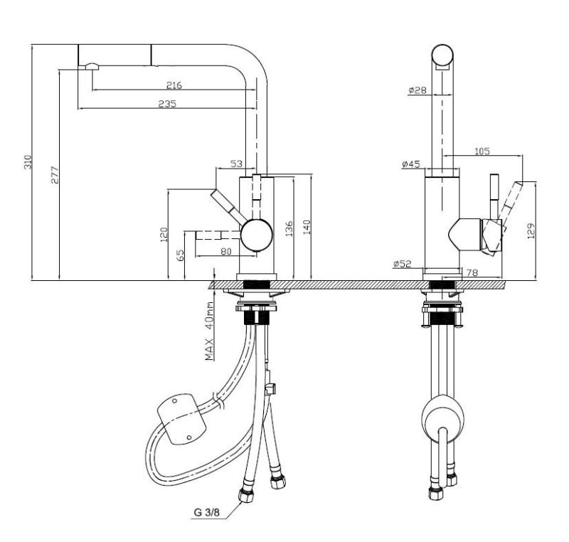 Pure.Sink Elite Steel Spark-S kitchen faucet PVD copper with pull-out spout PS8041-62