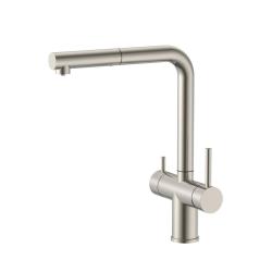 Pure.Sink Elite Steel Clear-S Stainless Steel 3-way Kitchen Tap with Retractable Spout and Filtered Water PS8120-02