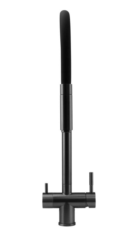 Pure.Sink Elite Steel Flex 3-way PVD gun metal kitchen faucet with flexible spout and Filtered Water PS8110-61